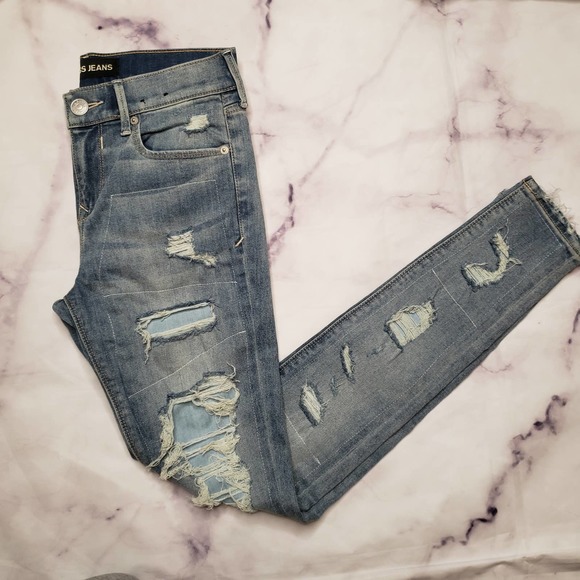 EXPRESS distressed mid-rise skinny jeans 2